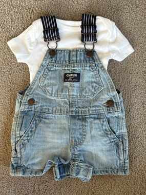 OshKosh Overalls and Onesie Summer Set - Baby Outfit - Size 0-3m